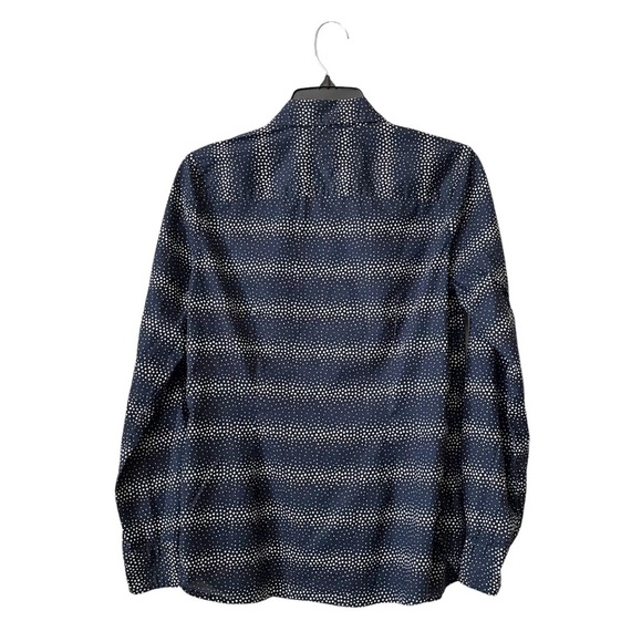 Tommy Hilfiger Shirt Women's Size S Navy Blue Polka Dot Long Sleeve Button Down - Picture 4 of 6